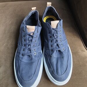 Cole Haan Navy Canvas Lace-Up Sneakers with White Sole